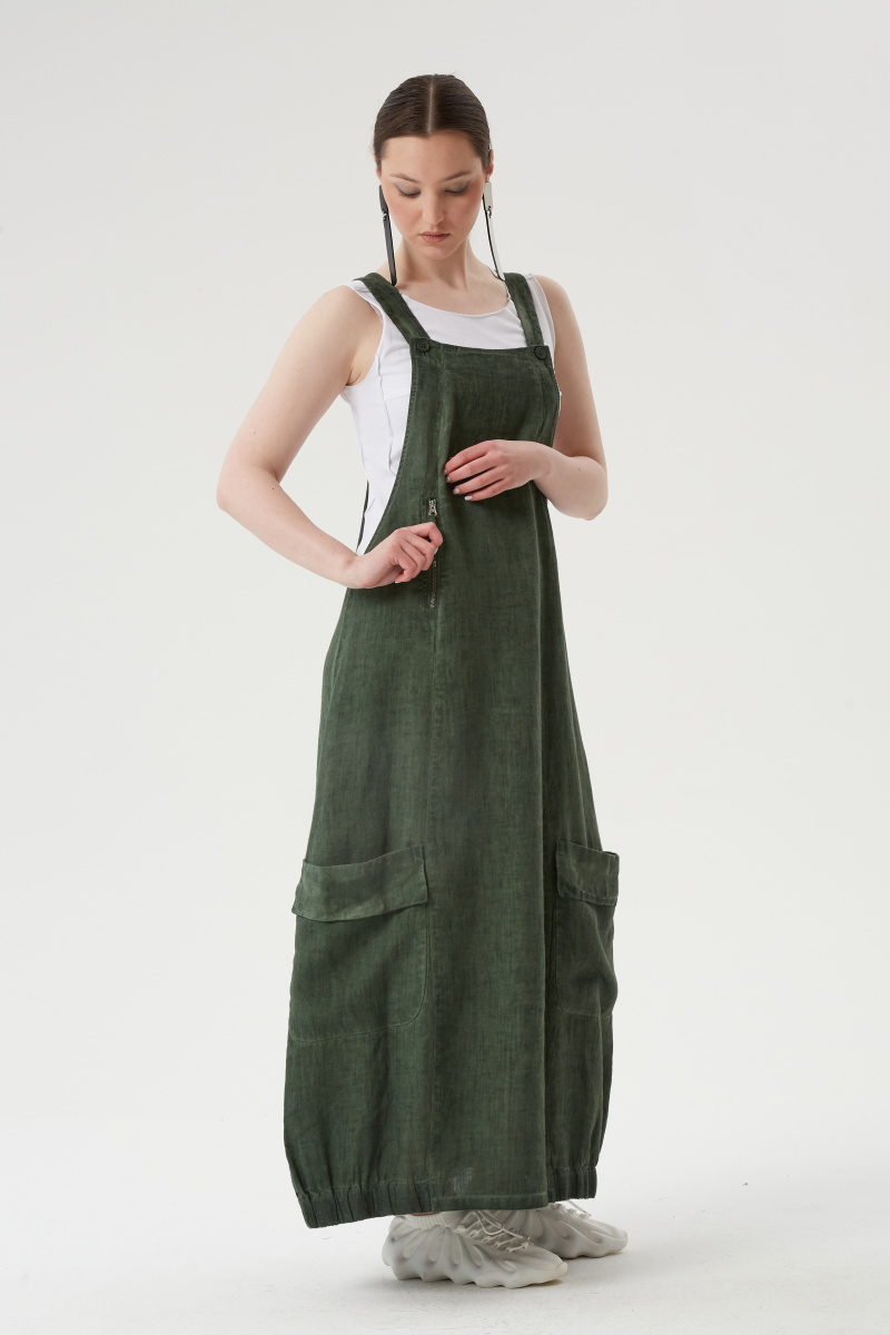 сарафан лен 572 зеленый (9)