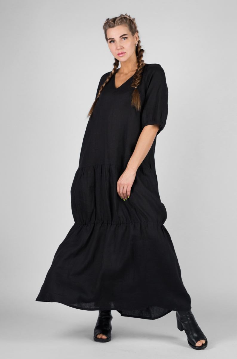 платье 588 лен черный (1)