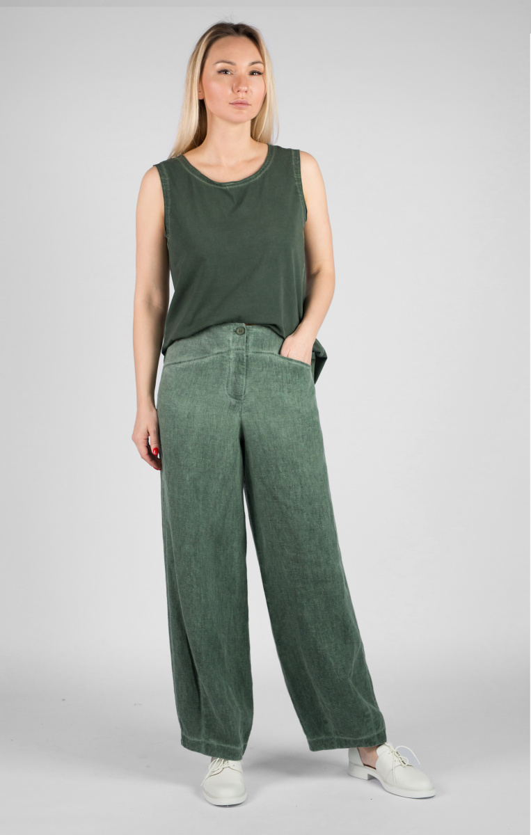 брюки  265 зеленый лен пк блуза 119 тр пк (3)