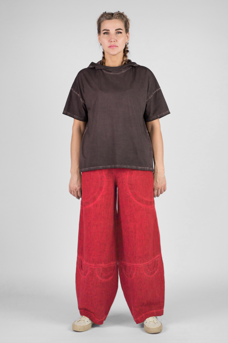 брюки 287 лен пк красный (1)