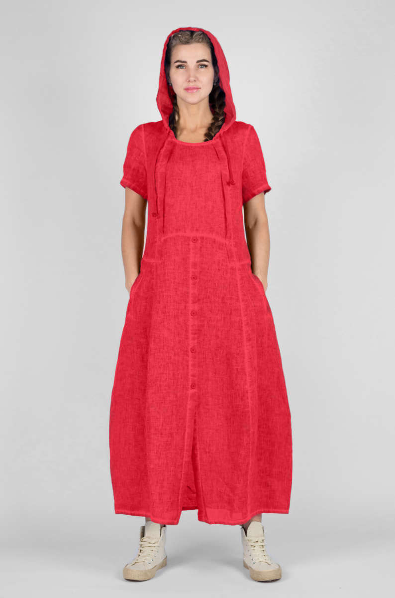 платье 516 лен пк (3)красный