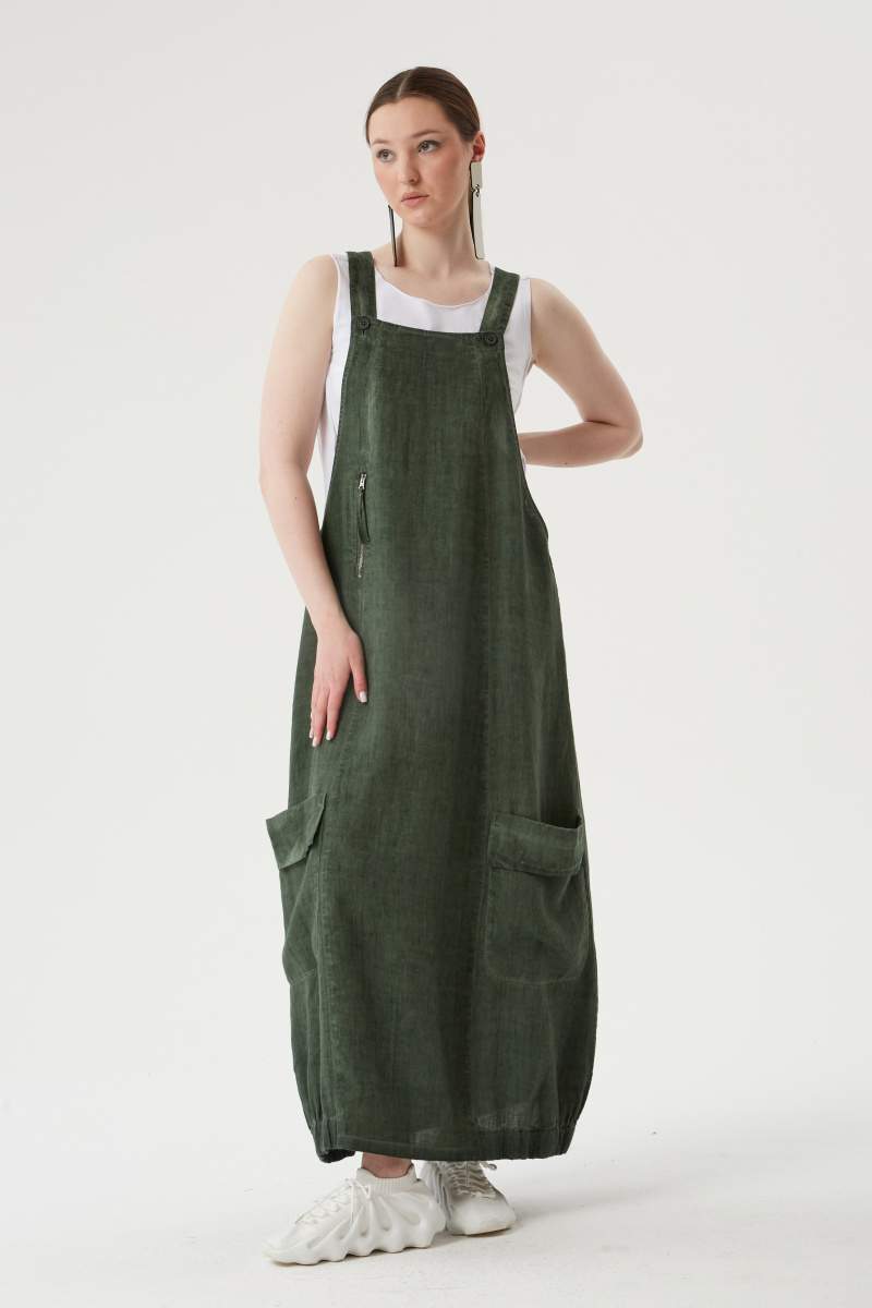 сарафан лен 572 зеленый (1)