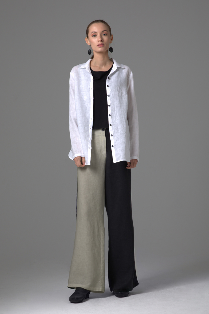 брюки 274 лен черно серый (1)