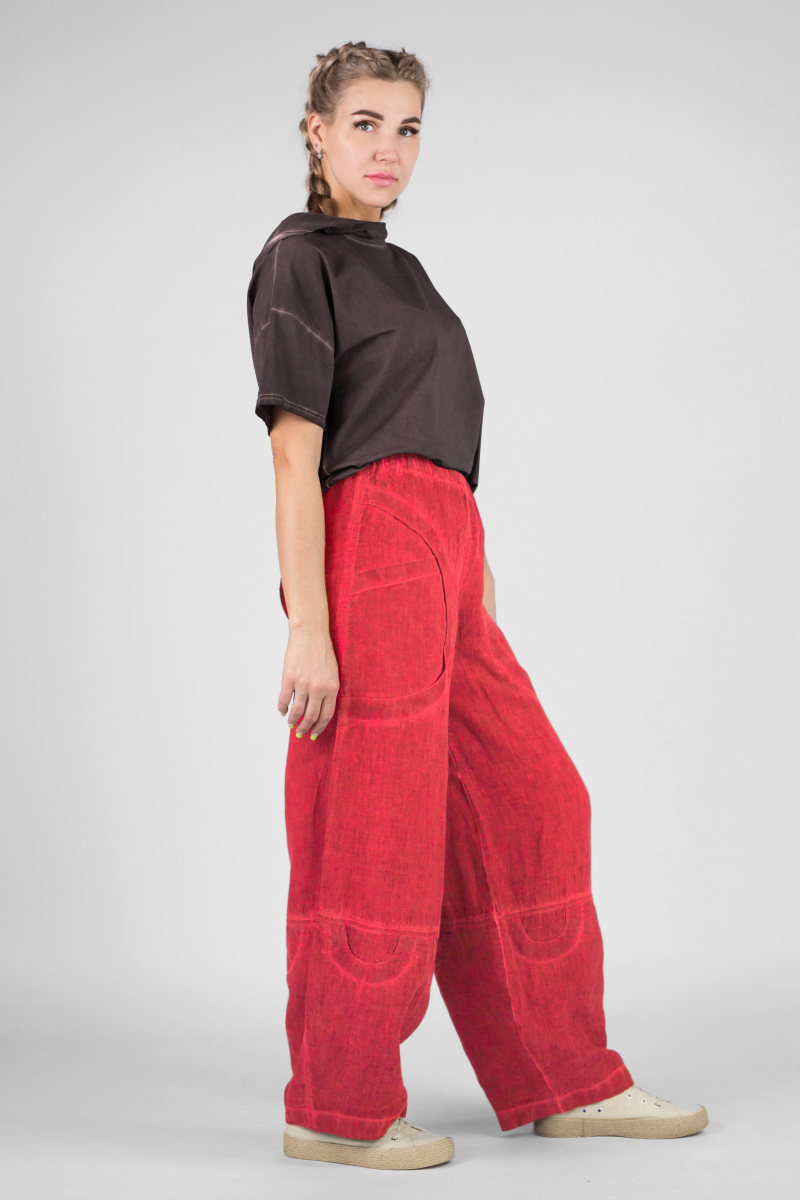 брюки 287 лен пк красный (3)