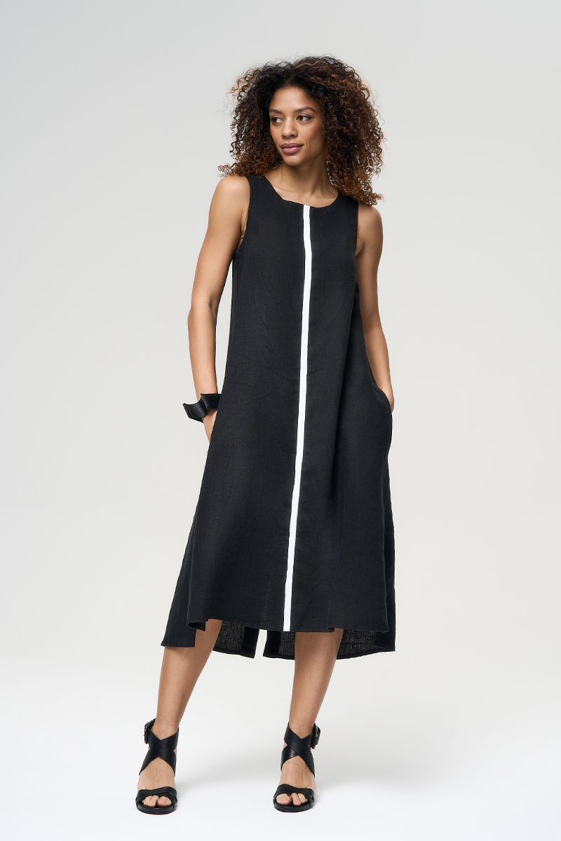 платье 548 лен черный (1)