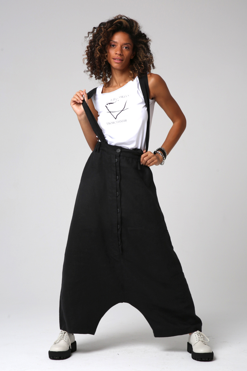 брюки 299 лен черный (2)