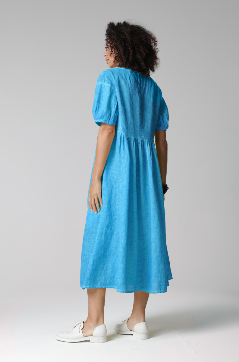 Платье 5051 бирюза лен (1)
