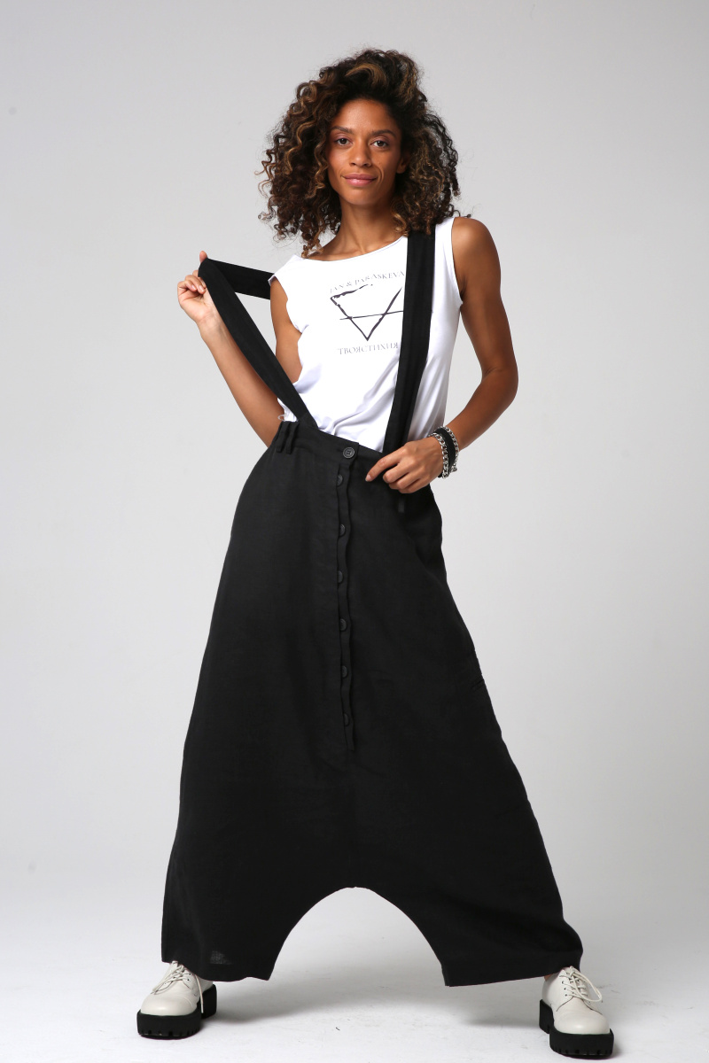 брюки 299 лен черный (1)