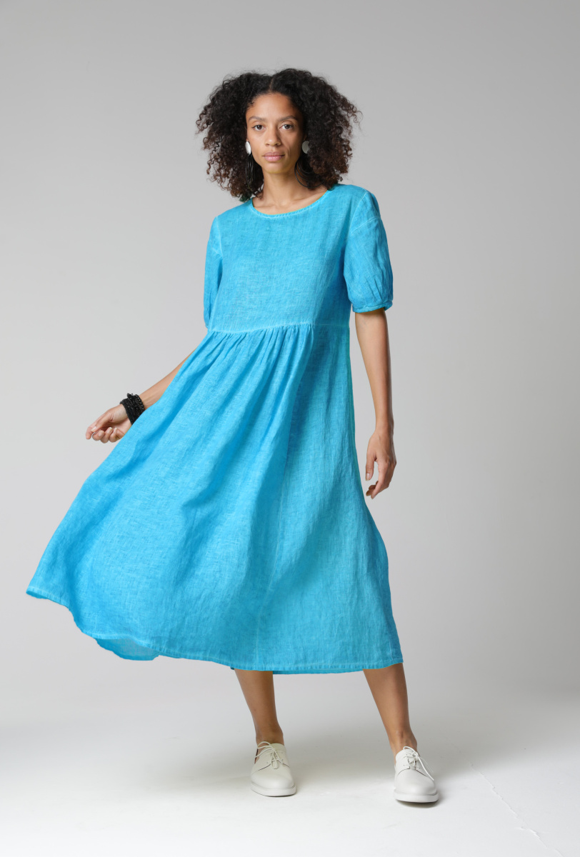 Платье 5051 бирюза лен (3) Платье 5051 бирюза лен (3)