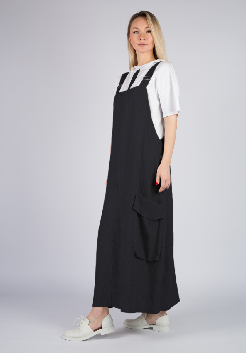 сарафан 533 лен черный (1)