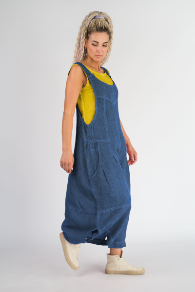 Сарафан 546 лен пк (3) синий