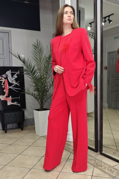 жакет 3095 красный перья (2)